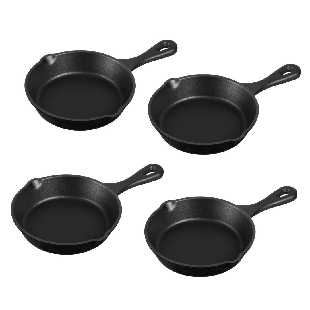 Gietijzeren Skillet Set – 4 stuks – 15 cm – Geëmailleerd - Afbeelding 2