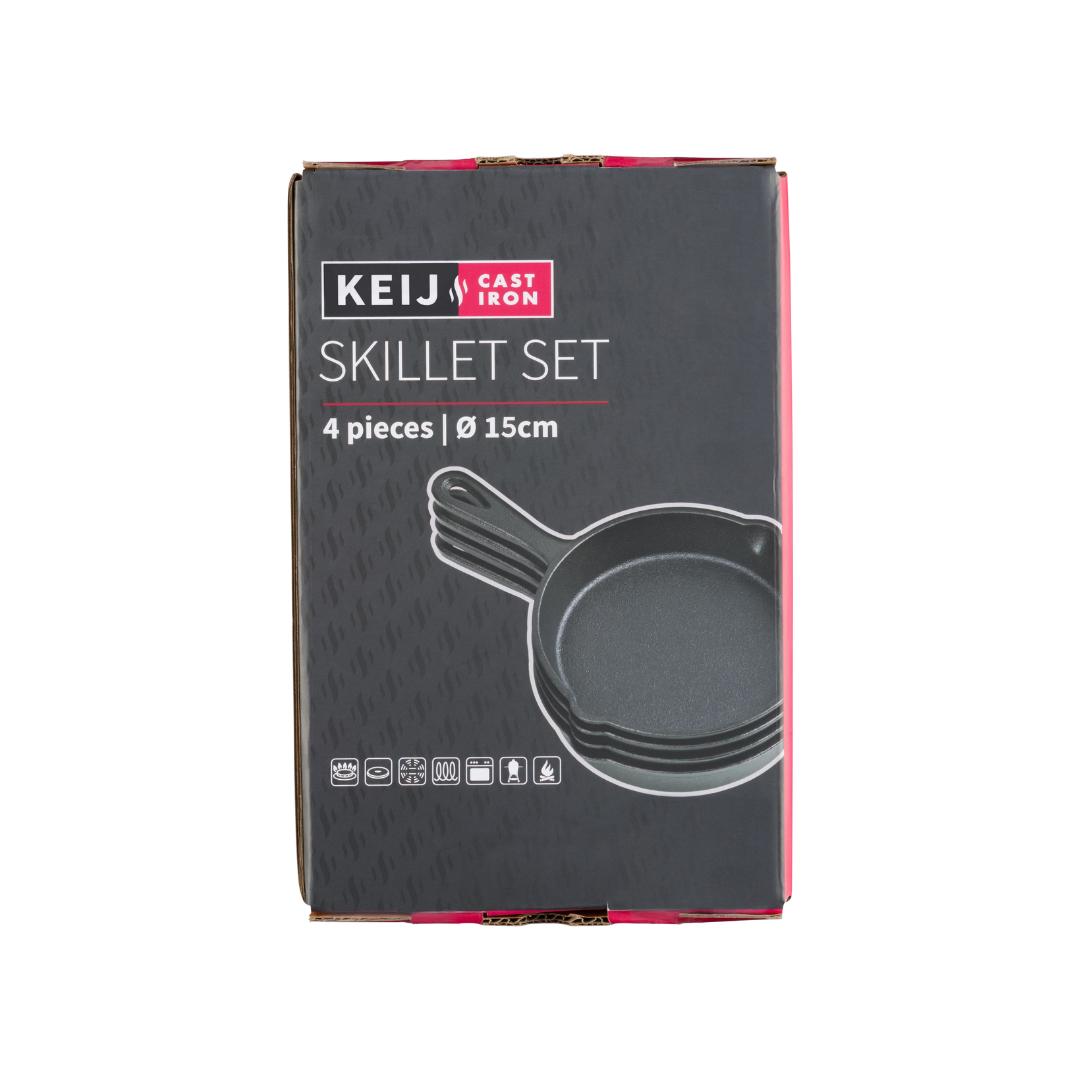 Gietijzeren Skillet Set – 4 stuks – 15 cm – Geëmailleerd - Afbeelding 3