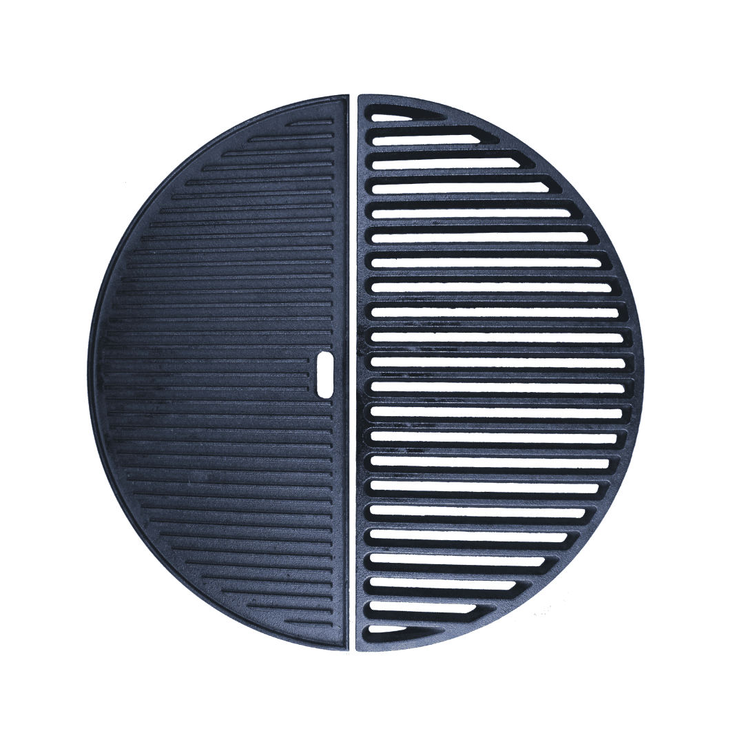 EXPLODE BBQ Halve Maan Gietijzeren Rooster & Bakplaat Set