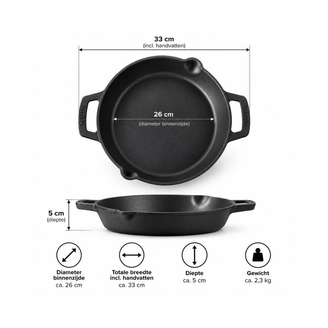 Gietijzeren Skillet 26 cm – Zwart Geëmailleerd - Afbeelding 6